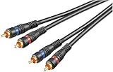 Goobay 50433 Stereo Cinchkabel 0,2m / 2x Cinch-Stecker auf 2x Cinchstecker / RCA Kabel Subwoofer Kabel für Blu Ray Verstärker HiFi Stereo / Cinch Kabel 0,2m / Schwarz