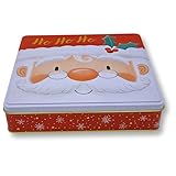 MediMuc Nikolaus HoHoHo - wunderschöne kleine Gebäckdose - lebensmittelecht - Weihnachtsdose, Keksdose, Blechdose - Vol. 1,9l Maße: (L x B x H): 23,0 x 21,5 x 5,5cm