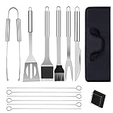 Grillbesteck Set Grillzubehör Edelstahl BBQ Grill Zubehör Set Geschenke für Männer und Frauen, Professionell Grillutensilien Set, Grillkoffer mit Tragetasche für Draußen Camping Picknick