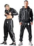 Elite Sports Saunaanzug für Gewichtsverlust, Männer und Frauen, Boxen, MMA, Wrestler, Fitnessstudio, Schweiß, Kapuzenpullover, Saunaanzüge, Ganzkörpertraining, Schwarz, Large