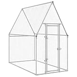 vidaXL Hühnerkäfig, Hühnerstall, Freigehege für Hühner Kleintiere, Hühnerhaus, Silbern Verzinkter Stahl