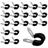 KLINNA 20 Stück 6mm Rohrschellen aus 304 Edelstahl, P-Klammern & Kabelschellen mit Gummieinlage, vibrationsdämpfende Schraubrohrschelle für Leitungen