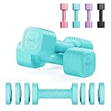 Dripex Hanteln Set Verstellbare Hanteln 1 Paar 5kg x2 oder 2,5kg x2, Schnell justierbare 6 Hantelplatten mit einem Gewicht von 0,5 kg oder 0.25 kg (Blau 2.5 kg x2)