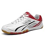 FJJLOVE Tischtennis-Schuhe, Breathable Badminton Schuhe No-Slip-Athletischer Sport-Turnschuhe Bequeme Racquetball Squash-Schuhe Für Damen Und Herren,Weiß,41