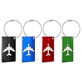 Blendura Set aus 4 Kofferanhängern aus Aluminium, Gepäckanhänger für Koffer mit Karte für persönliche Informationen, geeignet für Koffer, Rucksäcke und Reisetaschen