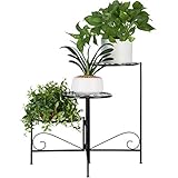 3-stöckiger 58,4 cm faltbarer Metall-Pflanzenständer, 58,4 cm Eck-Blumenständer, faltbarer Boden, klassischer Blumentopfhalter, moderner Pflanzen-Blumentopf-Regal für Innen- oder Außenbereich, Schwarz