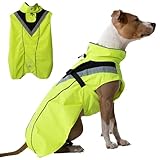 DOGOPAL Regenmantel Hund wasserdicht für kleine & große Hunde - Gelber Hunderegenmantel mit Reflektorstreifen - Wasserdichter Hundemantel, Regenschutz & Regenjacke (Gelb, S)