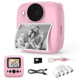 Kamera Sofortbildkamera, Kamera mit Karte & 4 Bände Druckpapier, 48MP Sofortbildkamera mit 1080P Digitalkamera für, Geschenke für Mädchen und Jungen von 3 bis 12 Jahre