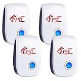 Ultraschall Schädlingsbekämpfer,4 Stück Elektronische Insektenschutzmittel, Moskitoschutz Innenräumen Pest Repeller für Kakerlaken, Mäuse, Fliegen, Mücken, Spinnen