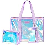 DSDCDJ Strandtasche Groß, Regenbogen Strandtasche Wasserdicht mit Handyhülle und Kulturbeutel, Transparente Strandtasche mit Reißverschluss Strandtasche XXL Familie Faltbar Beach Bag Reisetasche