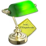 bmf-versand Bankerlampe Grün Messing - Schreibtischlampe Retro mit Grünen Lampenschirm - Banker Tischlampe Büro - Schreibtischleuchte mit Pflegetuch - Bürolampe Schreibtisch Höhe 24 cm