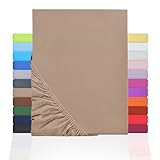 NatureMark Basic Boxspringbett & Wasserbett Spannbettlaken 200 x 220 cm - 40 cm Steghöhe - 200x220cm Spannbetttuch - 100% Baumwolle, Sand/Beige