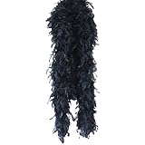 Flauschige Truthahnfedern Boa, 90g 200cm Federboa Weihnachtsbaum Weihnachten Band Streifen Girlande Federn Schal Stola Kostüm Schal Kostümzubehör,Halloween,Hochzeit,Party, Heimdekoration,Schwarz