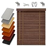 Holz Jalousie Blickschutz Jalousette Holzrollo Horizontal-Lamellen 33cm 35cm 40cm 50cm 60cm Massivholz Jalousetten Gefiltertes Licht Jalousies für Innen Fenster(Bronze)
