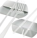 DUDAPRO Besteckhalter Besteckablage Messer Gabel Löffel Ablage SET 4 Stück Edelstahl Messerbank Stäbchen Ablage poliert silber