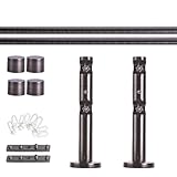 Victoria M. Gardinenstange Innenlauf Set, mit Kappenknäufen mit Wandhalter und Flachring, Vorhangstange Ø 19 mm Länge 200cm, 2-Läufig, Anthrazit gebürstet