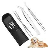 afhgdjr Zeckenzange 3er Set, Zeckenentferner, Zeckenzange für Hunde, Zeckenpinzette Mensch, Zeckenhaken für Mensch, Kinder, Katzen (mit Aufbewahrungstasche)