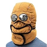 Warme Mütze – Polyester | Winddichte Kopfbedeckung mit Gesichtsbedeckung | Abnehmbare Schutzbrille und winddichte Wintermütze für Männer, Frauen, Outdoor, Sport, Camping, Radfahren, , Motorradfa