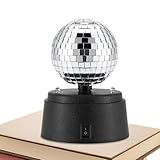Discospiegelkugel-Party-Licht – rotierende Party-Bühnenlichter | kleines batteriebetriebenes Tanzbühnenlicht, Spiegel-Discokugel, Party-Dekorationslicht für Bänder, Hochzeit, Heimpartys und Bühnen