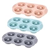 Surakey Mini-Kuchenformen, 6 Mulden, Silikon, geriffelt, antihaftbeschichtet, Silikon-Backformen für Cupcakes, Donuts, Muffins, Maisbrot, Brownie, Gelees, Backgeschirr, Tassenformen, Käsekuchenformen,