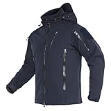 TACVASEN Herren Softshell Jacket Winterjacke Gefütterte Outdoorjacke Wanderjacke Warme Wasserdichte Jacke (XL, Marineblau)