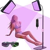 Gesichtsbräunungslampe 100LED 395nm Wellenlänge - Solarium für den ganzen Körper, Selbstbräunungsgerät mit einstellbarer Basis/Höhe/Winkel, 360° drehbarer Schwanenhals, Timer & Helligkeitsregelung für