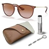 Ray-Ban RB4171 ERIKA Klassische Sonnenbrille in Phantos-Form mit Brillen-Set, hohe Steg-Passform, Retro-Sonnenbrille, Polierter, transparenter hellbrauner Rahmen, braune Gläser mit Farbverlauf, 54 mm