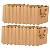 YARNOW 20 Stück Kraftpapier Tragetaschen mit Henkel Dicke Papiertragetaschen Praktische Einkaufstüten Vielseitige Geschenktüten für Bäckerei Party und Alltag