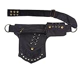 Larswon Renaissance Tasche Beintasche für Frauen Renaissance Gürtel Festival Tasche Hüfttaschen für Frauen Oberschenkeltasche, Schwarz, Medium