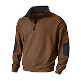 RLEHJN Sweatshirts für Herren, Pullover Herren Strickpullover mit Ellenbogen-Patch Pulli Männer Bequem und Weich, Hoodie Herren Oversize Pullunder Herren Vintage Outdoor Wasserfest