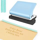 Manuelle 10-Loch-Bindemaschine für Büro & Arbeitszimmer – Tragbarer A4/30-Loch, B5/26-Loch, A5/20-Loch, 8-Blatt-Papierbinder mit 2 Binderspulen, Blau