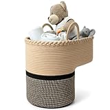 Treppenkorb aus 100% Baumwolle – handgemacht & robust | formstabile Treppentasche & Treppen Korb für Ordnung | Tragegriffe, ideal für Wäsche, Spielzeug & Decken | Treppenkorb Stufenkorb (stair basket)