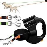 Hundeleine Doppelleine für 2 Hunde, Flexible Einziehbare Hundeleine Doppelleine mit LED Licht, Hundeleine 3m, Hundeleine Ausziehbar mit Bequemen Ergonomischer Griff, Rolleine, Rollleine