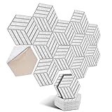 Hexagon Akustikplatten selbstklebend 12 Stück I Schallabsorber Schallschutz mit hoher Dichte für Wand Decken Holz & Tür - Akustikpanel Schallschutzplatten, 30x26x0.9cm,Streifen,Silbergrau