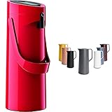 Emsa 515708 Ponza Pump-Isolierkanne, Thermosflasche, 1,9l Füllvolumen,rot, 17 x 16.5 x 39 cm & N41701 Motiva Isolierkanne | 1 Liter | Quick-Press-Verschluss | 12h heiß, 24h kalt Anthrazit