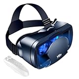 VR Brille für Handy, 3D Virtual Reality Headset, HD Anti-Blau Linsen 3D VR Glasses Augenschutz Brille PC Unterhaltung mit Fernbedienung, für iPhone Samsung Android 5,0-7,0 Zoll