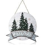 Walasis Türkranz Ganzjährig Türdeko Haustür Türkranze Frühling Außen Tür Kranz Modern Deko (Weiß Weihnachtsbaum)