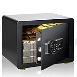 LIFEZEAL 33 L Safe Tresor, Möbeltresor mit elektronischem Zahlenschloss & Schlüssel, Digital Wandtresor mit Fachboden für Zuhause, Geschäft, Büro, Hotel, 40 x 30 x 30 cm
