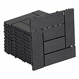 Fiqops 22 Stück WPC Terrassenfliesen, 30x30 cm WPC Fliesen,Balkon Bodenfliese mit Klick-System,Balkonfliesen in Holzoptik,Terrassendielen Wasserfest für Terrasse,für 2m²,Anthrazit