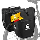 GUOOTU 2 Er Set Fahrradtasche für Gepäckträger 48L,aus Tarpaulin Hinten Gepäckträgertasche mit Reflektoren, mit Tragegriff und Schultergurt(Schwarz 24L, 2er Set)