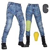 oFzimTo Motorradhose Herren/Damen, Aramid-Gewebe Stretch Jeans Hosen Herren/Damen, Motorrad Hosen mit Protektoren