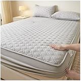 Spannbetttücher, Einfarbig Gefärbte Bettwäsche Spannbettlaken, Pflegeleichtes, Schrumpf- und Lichtbeständiges Bettlaken, für Doppelbett/Kleines Doppel-/Einzelbett,Light Gray,180 * 220cm