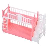 Milisten Prinzessin Puppenbett Zubehör realistisch Babypuppe doppelt Koje Puppenstubenbetten Miniatur -Schlafzimmermöbel Dollhouse Decor Mini Etagenbett Puppenhaus-Gadgets Abs Rosa