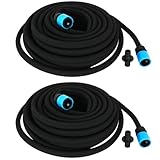 2er Set Bewässerungsschlauch 15m Schwarz mit Anschlussarmatur Tropfschlauch Perlschlauch Gartenschlauch