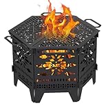 Feuerstelle für Camping, tragbare Feuerstelle | Faltbare Feuerstelle | Abnehmbare Feuerschale aus Kohlenstoffstahl für Terrassenheizung, Picknick, Lagerfeuer und Grill
