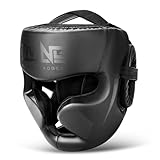 FIVING Kopfbedeckung für Boxen, kopfschützer für Kampfsport, MMA Training,Kickboxing Kopfbedeckung, Helm für Muay Thai, Grappling, Kickboxing (Schwarz, L)