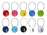 Kellegour 10 PCS Gepäckschloss,Zahlenschloss 3 Stellig,Kofferschloss Zahlenschloss,Vorhängeschloss Drahtseil,Mini Passwortschloss,für Schränke,Reise Tasche,Reisegepäck Koffer,Schließfächer(10Farben)