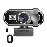 1080P/30fps Webcam mit Objektivabdeckung Mikrofon 120 ° Streaming Kamera, Plug & Play, für Linux, Win10, Mac OS, USB Webcam für Live Streaming, Videoanrufe, Google Meet, Zoom und Mehr