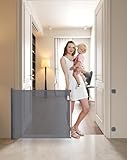 Muaket Treppenschutzgitter/Türschutzgitter Ausziehbare 0-140CM, Treppengitter für Babys und Haustiere Kinderschutzgitter, Einhändiges Öffnen, Kindergitter babygitter tür für Treppen, Türen, Grau