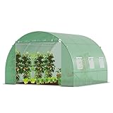 VOUNOT Gewächshaus Foliengewächshaus Winterfest Tomatenhaus Folientunnel, 3x3x2m 9m²